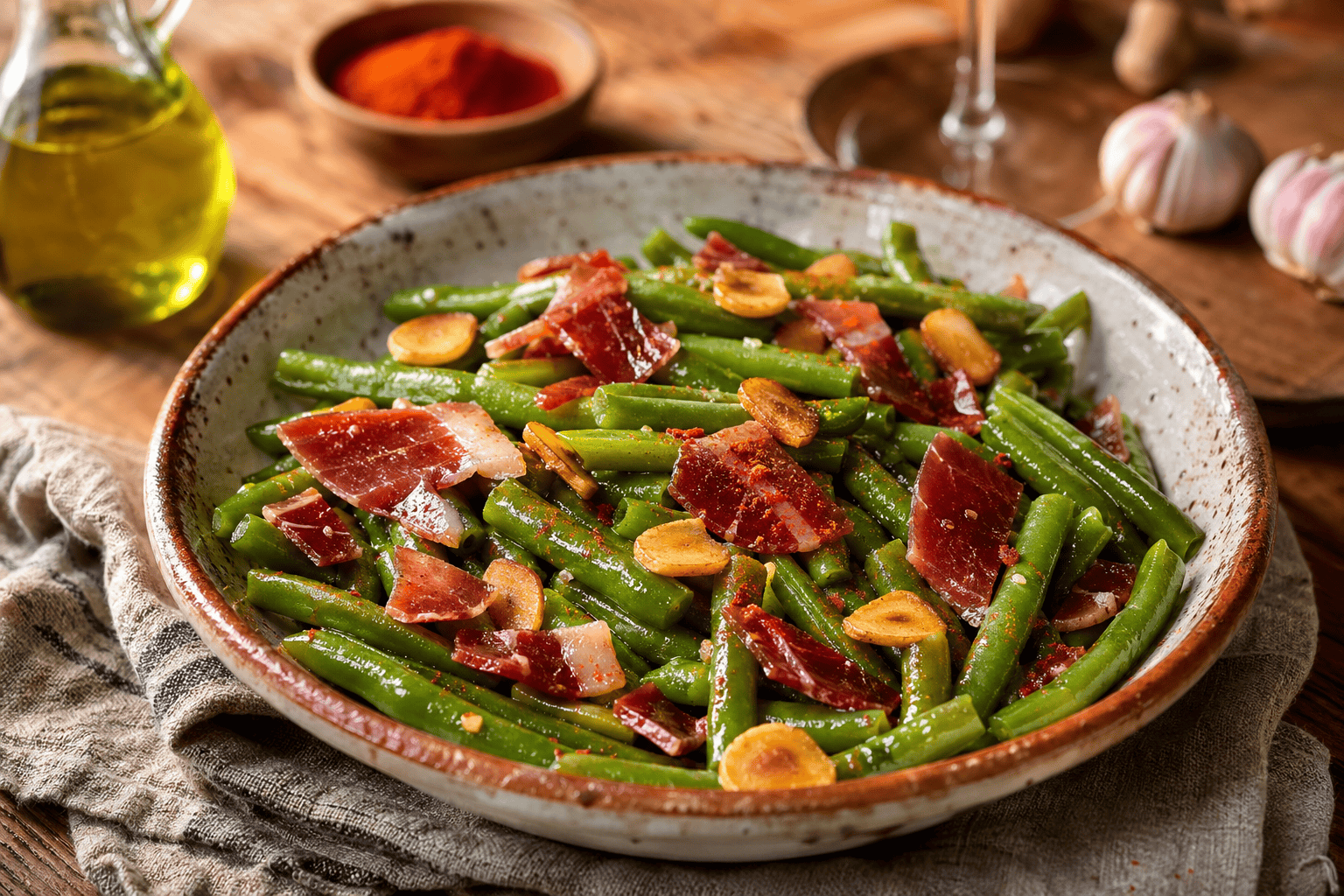 Verduras salteadas con jamón y ajo, receta fácil y saludable para disfrutar en cualquier comida.