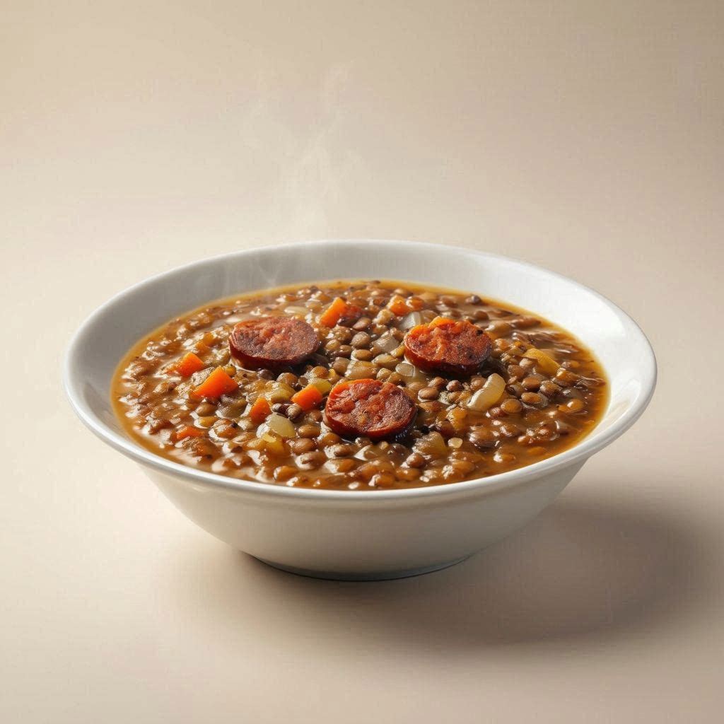 Lentejas estofadas con chorizo y verduras