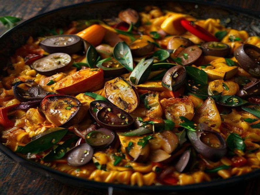 Paella de verduras de temporada